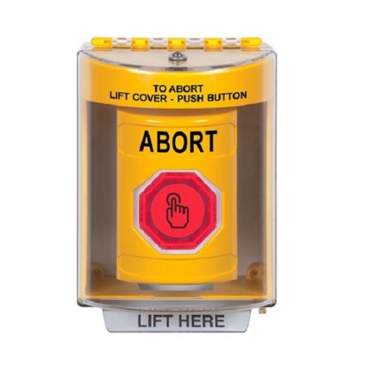 SS2277AB-EN STI Yellow Indoor/Outdoor Surface Weather Resistant Momentary Stopper Station w/ ABORT Label