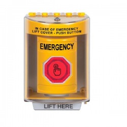SS2277EM-EN STI Yellow Indoor/Outdoor Surface Weather Resistant Momentary Stopper Station w/ EMERGENCY Label