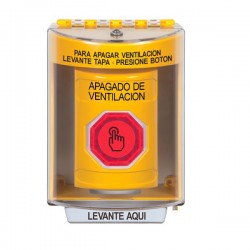 SS2277HV-ES STI Yellow Indoor/Outdoor Surface Weather Resistant Momentary Stopper Station w/ HVAC SHUT DOWN Spanish