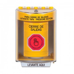 SS2277LD-ES STI Yellow Indoor/Outdoor Surface Weather Resistant Momentary Stopper Station w/ LOCKDOWN Spanish