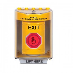 SS2277XT-EN STI Yellow Indoor/Outdoor Surface Weather Resistant Momentary Stopper Station w/ EXIT Label