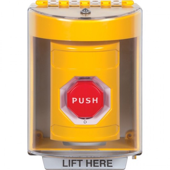 SS2279NT-ES STI Yellow Indoor/Outdoor Surface Turn-to-Reset (Illuminated) Stopper Station with No Text Label Spanish