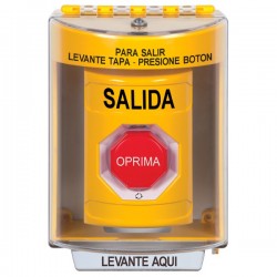 SS2279XT-ES STI Yellow Indoor/Outdoor Surface Turn-to-Reset (Illuminated) Stopper Station with EXIT Label Spanish