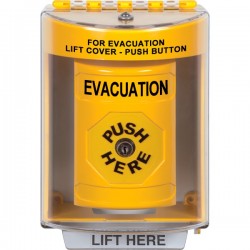 SS2280EV-EN STI Yellow Indoor/Outdoor Surface w/ Horn Key-to-Reset Stopper Station with EVACUATION Label English