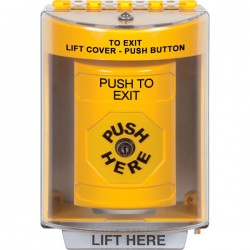 SS2280PX-EN STI Yellow Indoor/Outdoor Surface w/ Horn Key-to-Reset Stopper Station with PUSH TO EXIT Label English