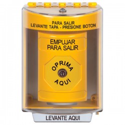 SS2280PX-ES STI Yellow Indoor/Outdoor Surface w/ Horn Key-to-Reset Stopper Station with PUSH TO EXIT Label Spanish