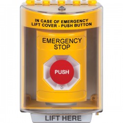 SS2281ES-EN STI Yellow Indoor/Outdoor Surface w/ Horn Turn-to-Reset Stopper Station with EMERGENCY STOP Label English