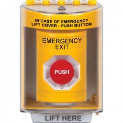 SS2281EX-EN STI Yellow Indoor/Outdoor Surface w/ Horn Turn-to-Reset Stopper Station with EMERGENCY EXIT Label English