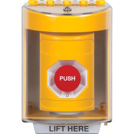SS2281NT-EN STI Yellow Indoor/Outdoor Surface w/ Horn Turn-to-Reset Stopper Station with No Text Label English