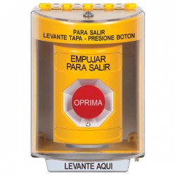 SS2281PX-ES STI Yellow Indoor/Outdoor Surface w/ Horn Turn-to-Reset Stopper Station with PUSH TO EXIT Label Spanish