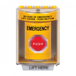 SS2282EM-EN STI Yellow Indoor/Outdoor Surface w/ Horn Key-to-Reset (Illuminated) Stopper Station with EMERGENCY Label English SS2282EM-EN STI Yellow Indoor/Outdoor Surface w/ Horn Key-to-Reset (Illuminated) Stopper Station with EMERGENCY Label English