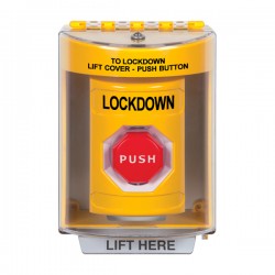 SS2282LD-EN STI Yellow Indoor/Outdoor Surface w/ Horn Key-to-Reset (Illuminated) Stopper Station with LOCKDOWN Label English