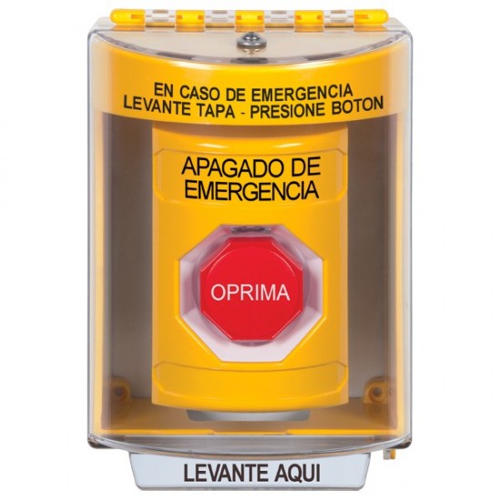 SS2282PO-ES STI Yellow Indoor/Outdoor Surface w/ Horn Key-to-Reset Stopper Station w/ EMERGENCY POWER OFF Spanish