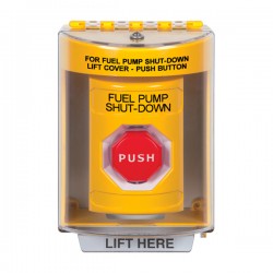 SS2282PS-EN STI Yellow Indoor/Outdoor Surface w/ Horn Key-to-Reset Stopper Station w/ FUEL PUMP SHUT DOWN Label