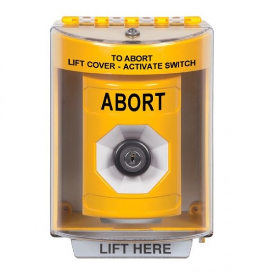 SS2283AB-EN STI Yellow Indoor/Outdoor Surface w/ Horn Key-to-Activate Stopper Station with ABORT Label English