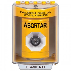 SS2283AB-ES STI Yellow Indoor/Outdoor Surface w/ Horn Key-to-Activate Stopper Station with ABORT Label Spanish