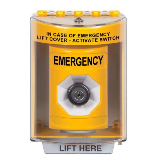 SS2283EM-EN STI Yellow Indoor/Outdoor Surface w/ Horn Key-to-Activate Stopper Station with EMERGENCY Label English SS2283EM-EN STI Yellow Indoor/Outdoor Surface w/ Horn Key-to-Activate Stopper Station with EMERGENCY Label English