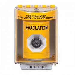 SS2283EV-EN STI Yellow Indoor/Outdoor Surface w/ Horn Key-to-Activate Stopper Station with EVACUATION Label English