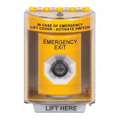 SS2283EX-EN STI Yellow Indoor/Outdoor Surface w/ Horn Key-to-Activate Stopper Station with EMERGENCY EXIT Label English