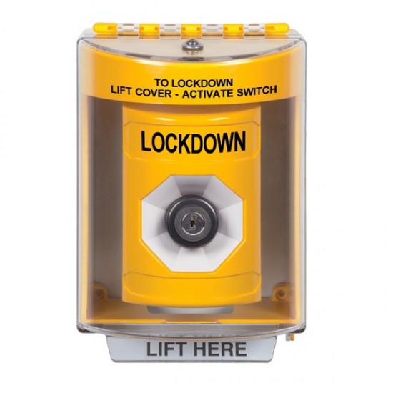 SS2283LD-EN STI Yellow Indoor/Outdoor Surface w/ Horn Key-to-Activate Stopper Station with LOCKDOWN Label English