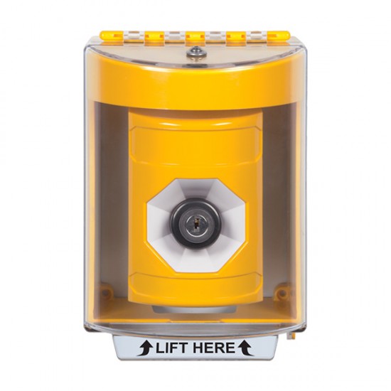 SS2283NT-EN STI Yellow Indoor/Outdoor Surface w/ Horn Key-to-Activate Stopper Station with No Text Label English