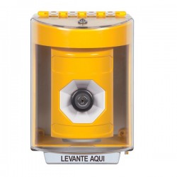 SS2283NT-ES STI Yellow Indoor/Outdoor Surface w/ Horn Key-to-Activate Stopper Station with No Text Label Spanish