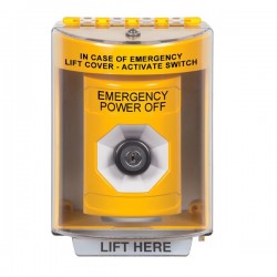 SS2283PO-EN STI Yellow Indoor/Outdoor Surface w/ Horn Key-to-Activate Stopper Station with EMERGENCY POWER OFF Label English