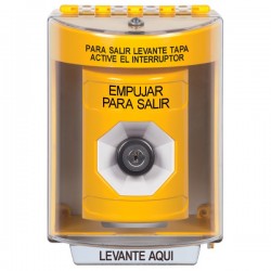 SS2283PX-ES STI Yellow Indoor/Outdoor Surface w/ Horn Key-to-Activate Stopper Station with PUSH TO EXIT Label Spanish