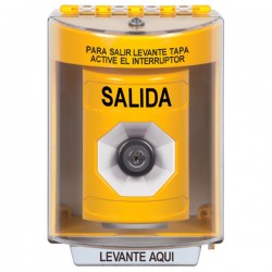 SS2283XT-ES STI Yellow Indoor/Outdoor Surface w/ Horn Key-to-Activate Stopper Station with EXIT Label Spanish