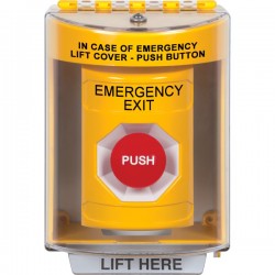 SS2284EX-EN STI Yellow Indoor/Outdoor Surface w/ Horn Momentary Stopper Station with EMERGENCY EXIT Label English