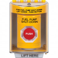 SS2284PS-EN STI Yellow Indoor/Outdoor Surface w/ Horn Momentary Stopper Station with FUEL PUMP SHUT DOWN Label English