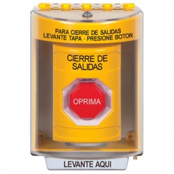 SS2285LD-ES STI Yellow Indoor/Outdoor Surface w/ Horn Momentary (Illuminated) Stopper Station with LOCKDOWN Label Spanish