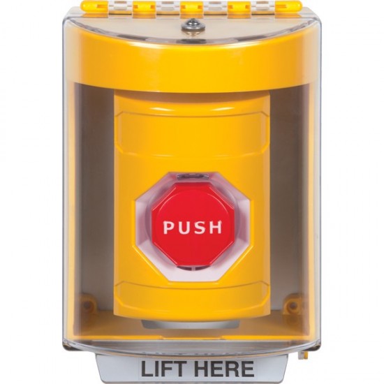 SS2285NT-EN STI Yellow Indoor/Outdoor Surface w/ Horn Momentary (Illuminated) Stopper Station with No Text Label English