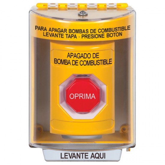 SS2285PS-ES STI Yellow Indoor/Outdoor Surface w/ Horn Momentary Stopper Station w/ FUEL PUMP SHUT DOWN Spanish