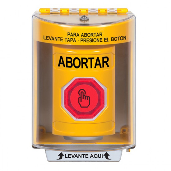 SS2286AB-ES STI Yellow Indoor/Outdoor Surface w/ Horn Momentary (Illuminated) Stopper Station w/ ABORT Spanish