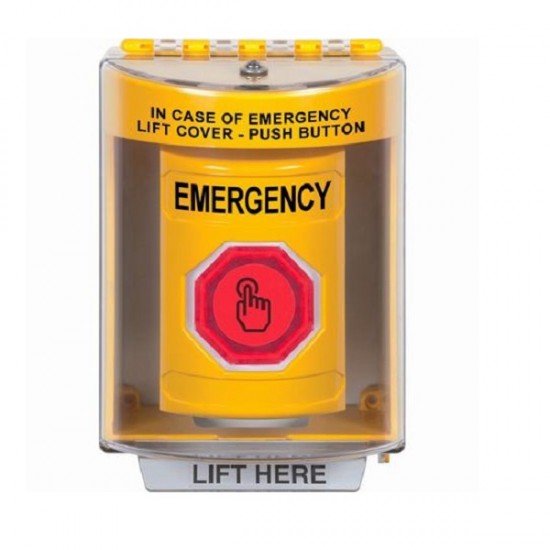 SS2286EM-EN STI Yellow Indoor/Outdoor Surface w/ Horn Momentary (Illuminated) Stopper Station w/ EMERGENCY Label