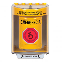 SS2286EM-ES STI Yellow Indoor/Outdoor Surface w/ Horn Momentary (Illuminated) Stopper Station w/ EMERGENCY Spanish