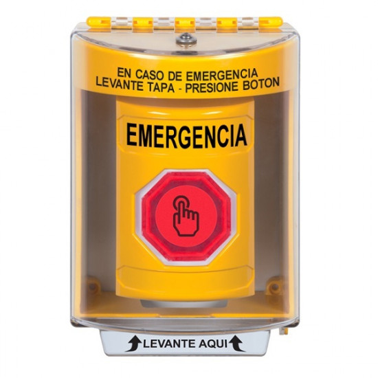 SS2286EM-ES STI Yellow Indoor/Outdoor Surface w/ Horn Momentary (Illuminated) Stopper Station w/ EMERGENCY Spanish