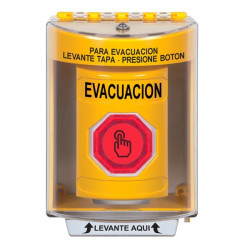 SS2286EV-ES STI Yellow Indoor/Outdoor Surface w/ Horn Momentary (Illuminated) Stopper Station w/ EVACUATION Spanish