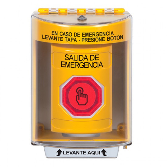SS2286EX-ES STI Yellow Indoor/Outdoor Surface w/ Horn Momentary (Illuminated) Stopper Station w/ EMERGENCY EXIT Spanish
