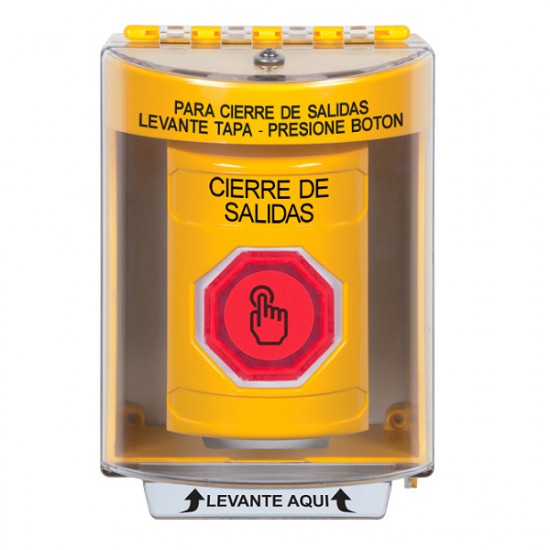 SS2286LD-ES STI Yellow Indoor/Outdoor Surface w/ Horn Momentary (Illuminated) Stopper Station w/ LOCKDOWN Spanish