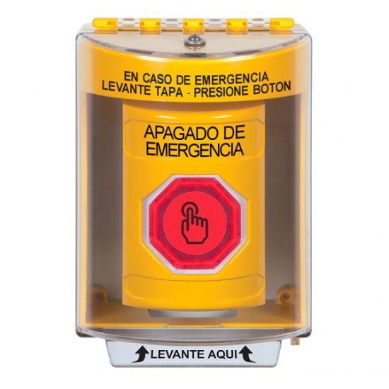 SS2286PO-ES STI Yellow Indoor/Outdoor Surface w/ Horn Momentary (Illuminated) Stopper Station w/ EMERGENCY POWER OFF Spanish