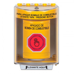 SS2286PS-ES STI Yellow Indoor/Outdoor Surface w/ Horn Momentary (Illuminated) Stopper Station w/ FUEL PUMP SHUT DOWN Spanish