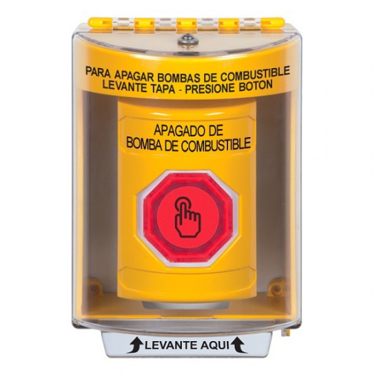 SS2286PS-ES STI Yellow Indoor/Outdoor Surface w/ Horn Momentary (Illuminated) Stopper Station w/ FUEL PUMP SHUT DOWN Spanish