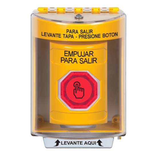 SS2286PX-ES STI Yellow Indoor/Outdoor Surface w/ Horn Momentary (Illuminated) Stopper Station w/ PUSH TO EXIT Spanish