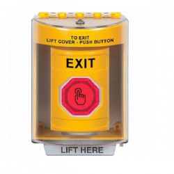 SS2286XT-EN STI Yellow Indoor/Outdoor Surface w/ Horn Momentary (Illuminated) Stopper Station w/ EXIT Label