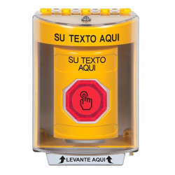 SS2286ZA-ES STI Yellow Indoor/Outdoor Surface w/ Horn Momentary (Illuminated) Stopper Station w/ Custom Text Spanish