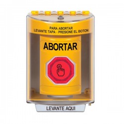 SS2287AB-ES STI Yellow Indoor/Outdoor Surface w/ Horn Weather Resistant Momentary Stopper Station w/ ABORT Spanish