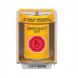 SS2287EX-EN STI Yellow Indoor/Outdoor Surface w/ Horn Weather Resistant Momentary Stopper Station w/ EMERGENCY EXIT Label