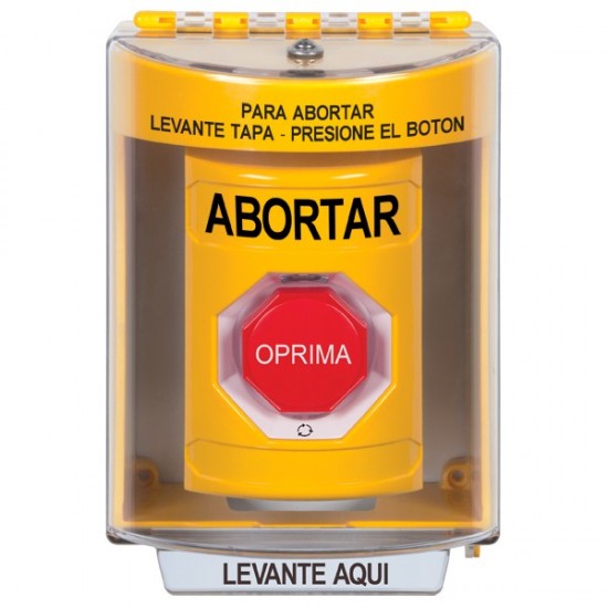 SS2289AB-ES STI Yellow Indoor/Outdoor Surface w/ Horn Turn-to-Reset (Illuminated) Stopper Station with ABORT Label Spanish